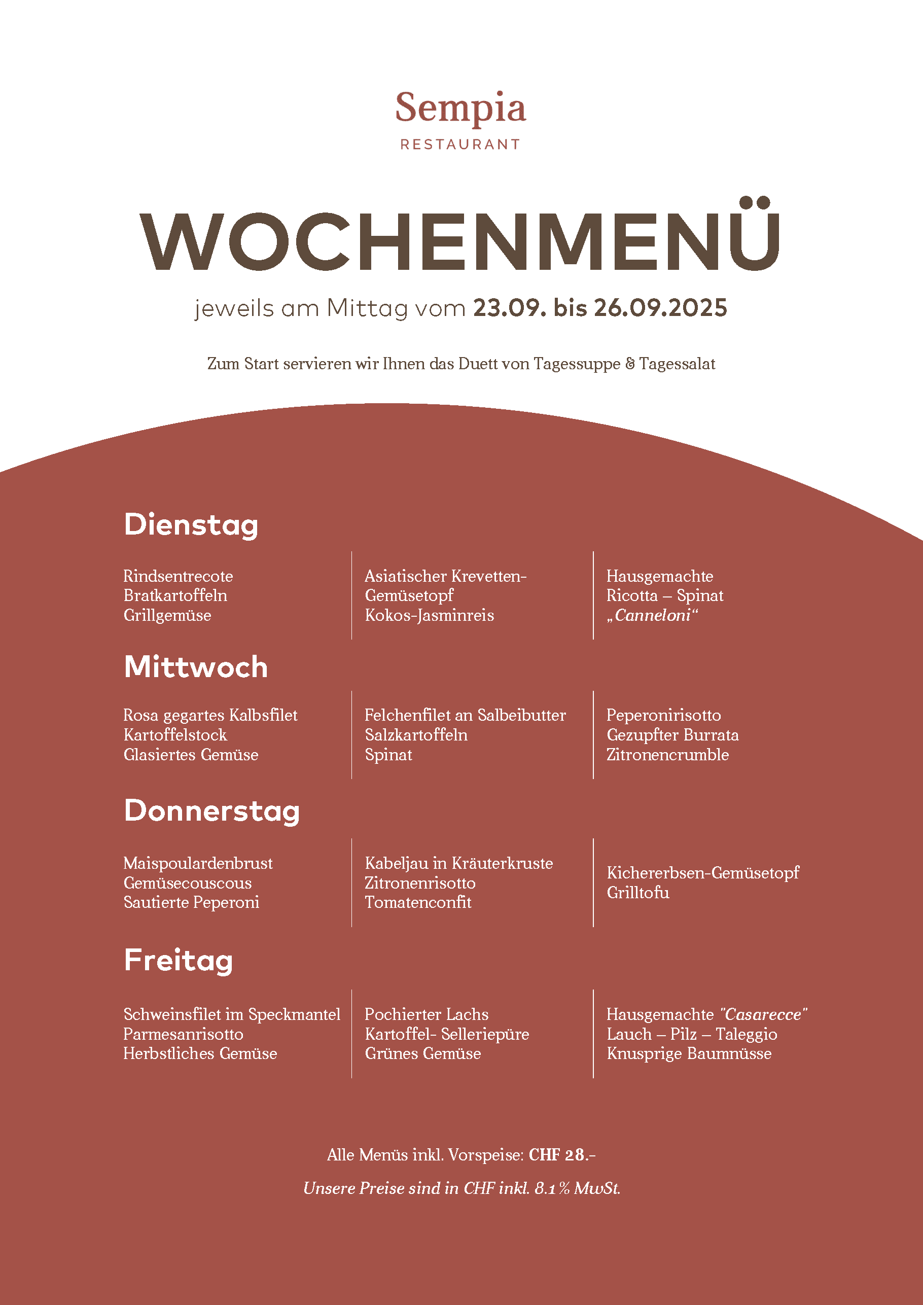 Sempia Wochenmenü